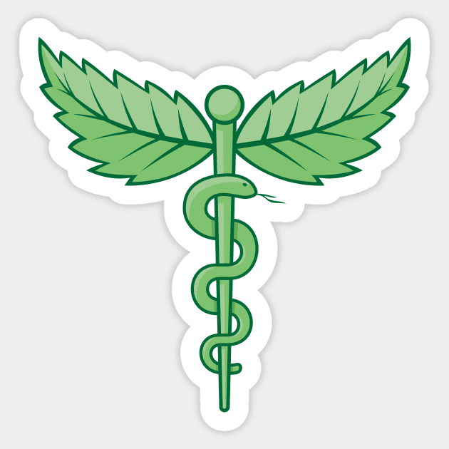 Caduceus with Leaves Sticker by sifis